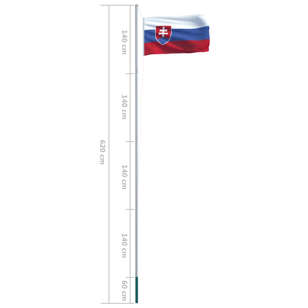 vidaXL Bandeira da Eslováquia com mastro de alumínio 6,2 m