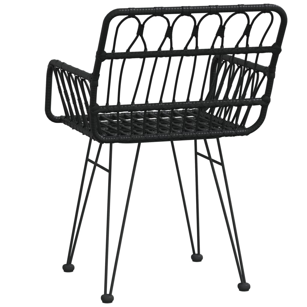 vidaXL Cadeiras jardim c/ apoio braços 2 pcs 56x64x80 cm vime PE preto
