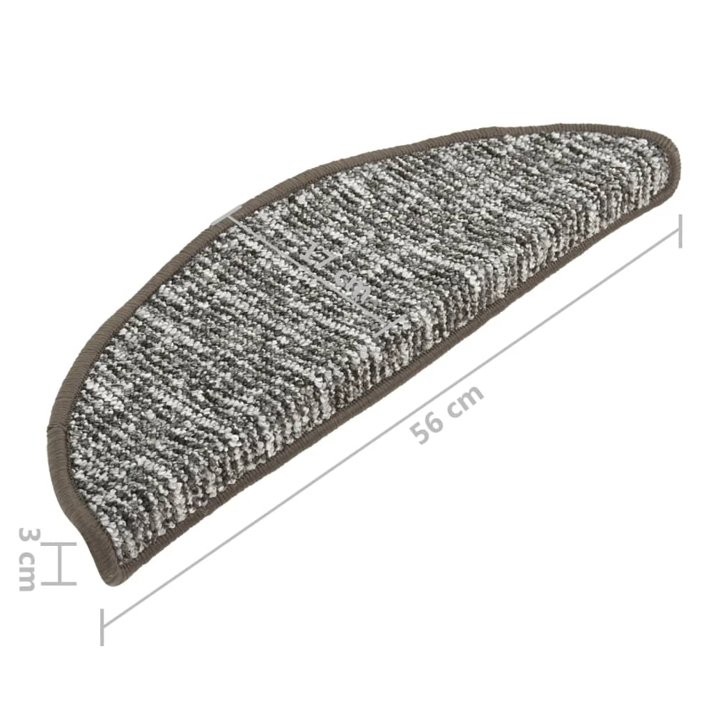 vidaXL Tapete/carpete para degraus 15 pcs 56x17x3 cm antracite