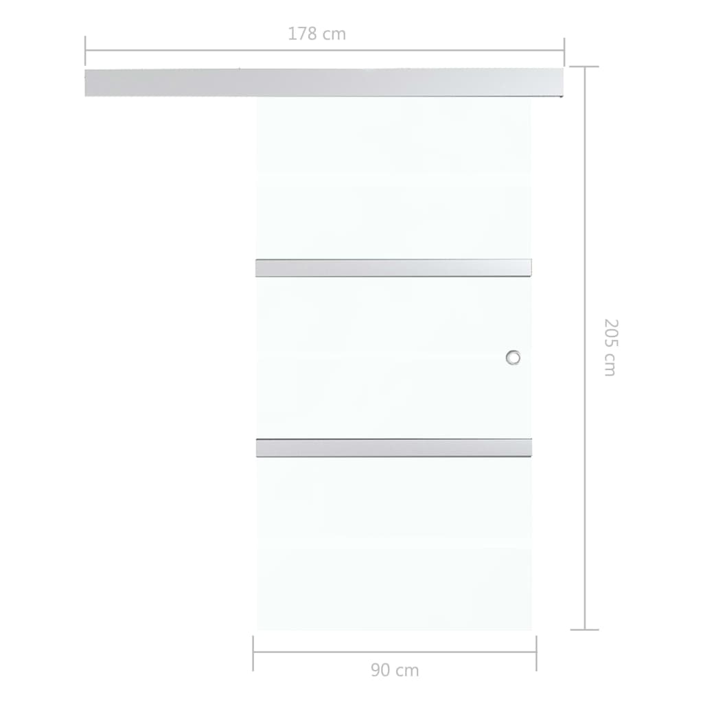 vidaXL Porta deslizante batente suave vidro ESG/alumínio 90x205 cm