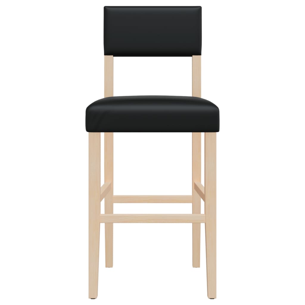 vidaXL Cadeiras de bar 2 pcs seringueira maciça e couro artificial