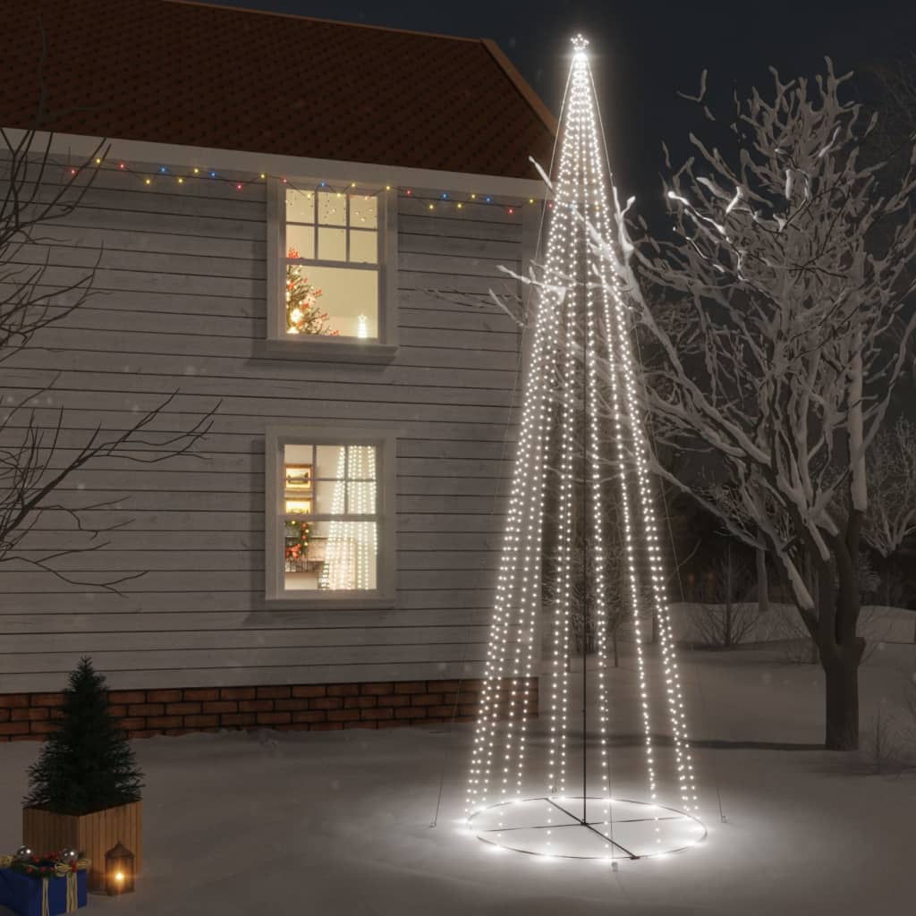 vidaXL Árvore de Natal em cone 1134 LEDs 230x800 cm branco frio