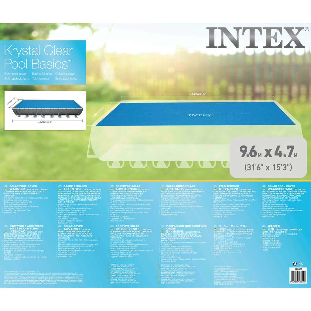 Intex Cobertura para piscina solar retangular 975x488 cm