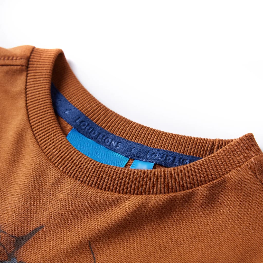 T-shirt de manga comprida para criança cor conhaque 92