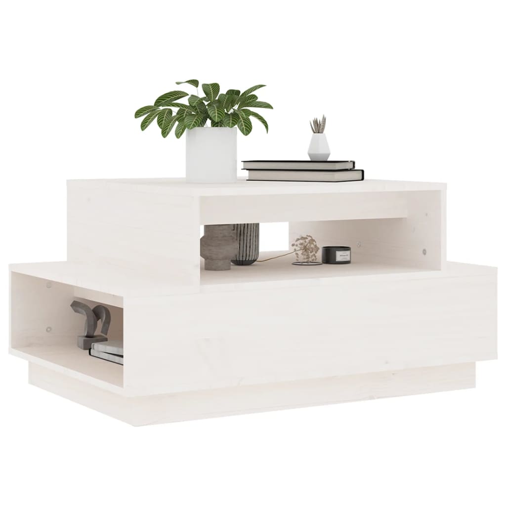 vidaXL Mesa de centro 80x55x40,5 cm madeira de pinho maciça branco