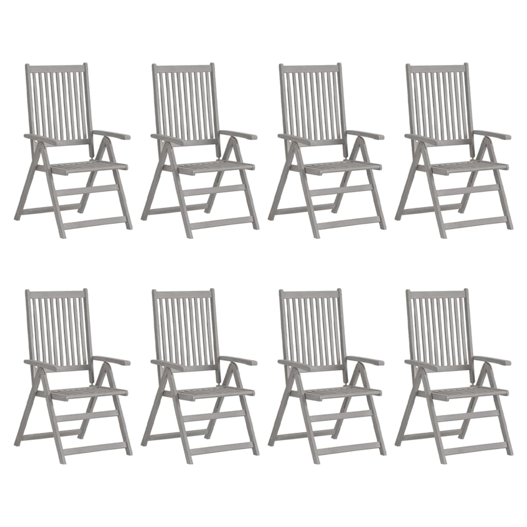 vidaXL Cadeiras de jardim reclináveis 8 pcs acácia maciça cinzento