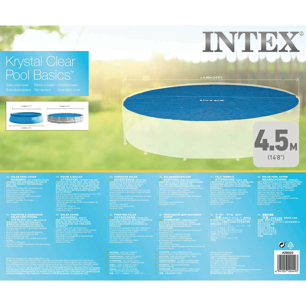Intex Cobertura para piscina solar redonda 457 cm 29023
