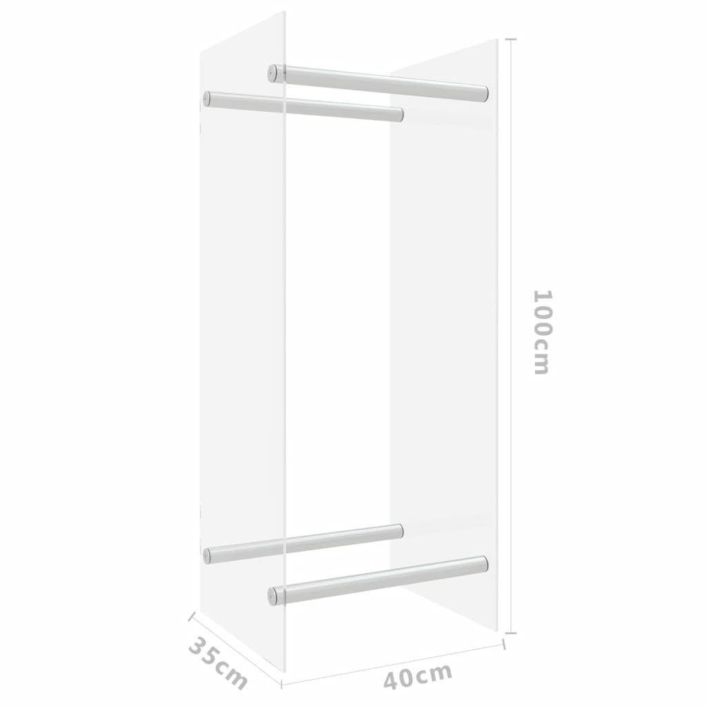 vidaXL Suporte para lenha 40x35x100 cm vidro temperado transparente