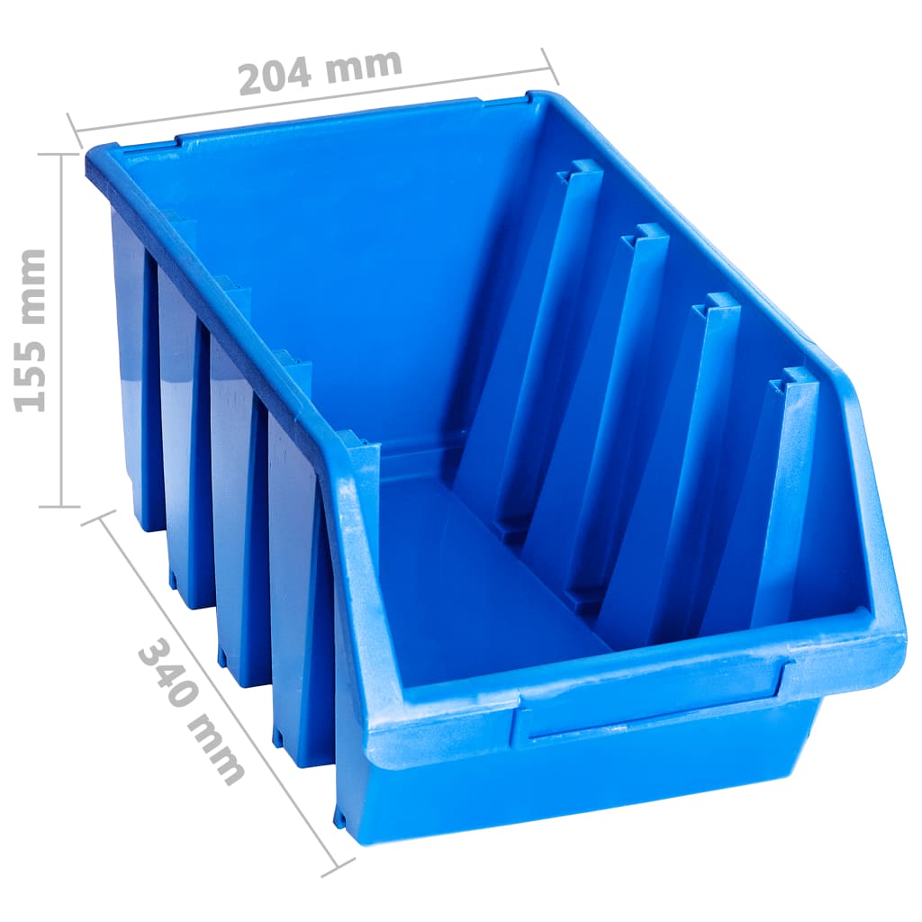 vidaXL Caixas de arrumação empilháveis 14 pcs plástico azul