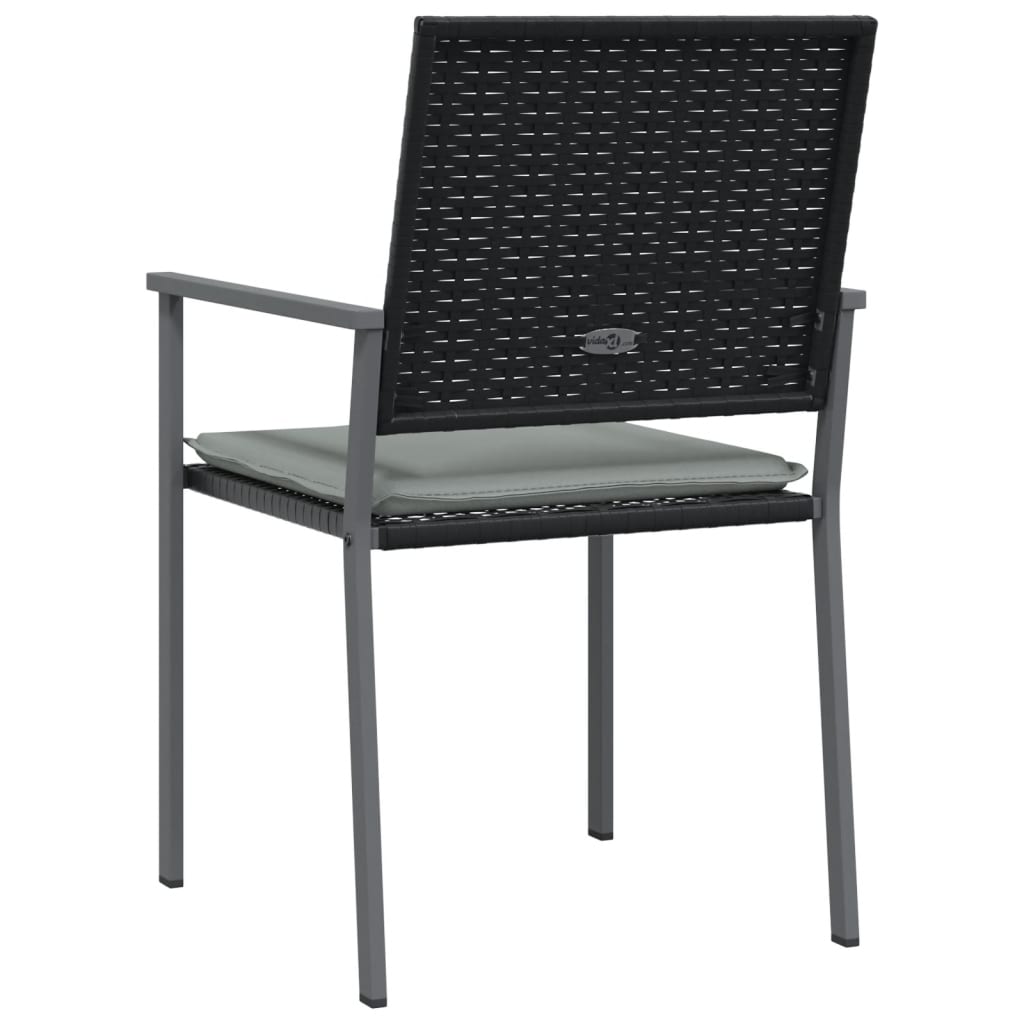 vidaXL Cadeiras jardim c/ almofadões 4 pcs 54x62,5x89 cm vime PE preto