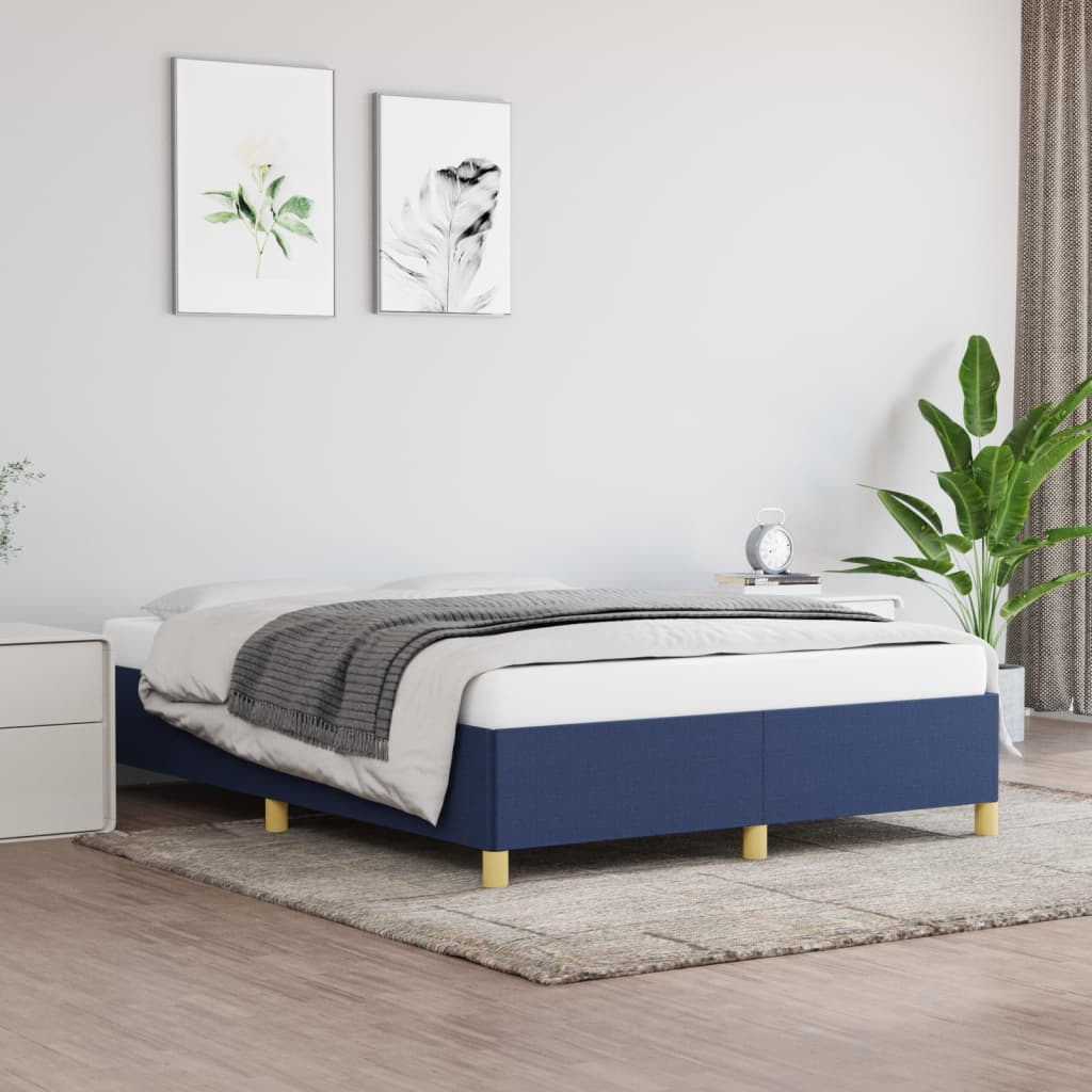 vidaXL Estrutura de cama 140x190 cm tecido azul