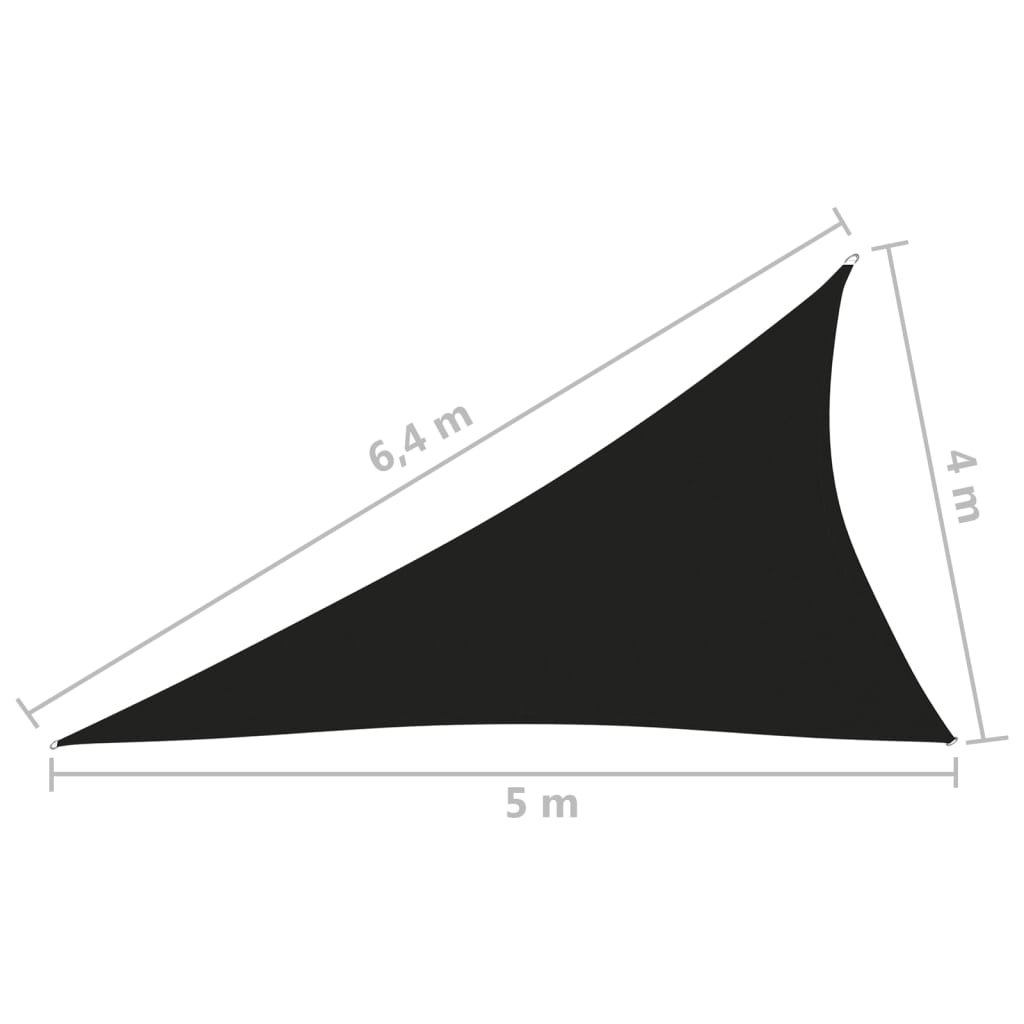 vidaXL Para-sol estilo vela tecido oxford triangular 4x5x6,4 m preto