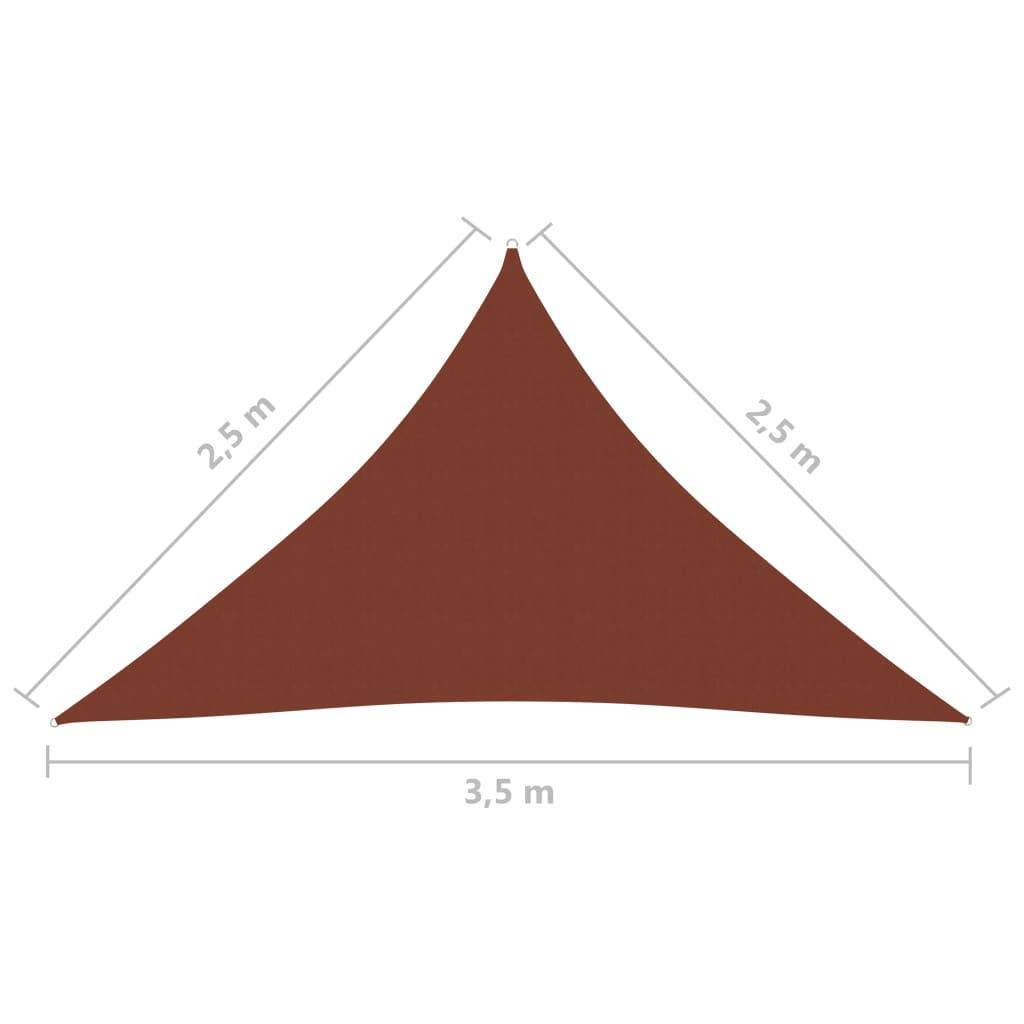 vidaXL Para-sol vela tecido oxford triangular 2,5x2,5x3,5 m terracota