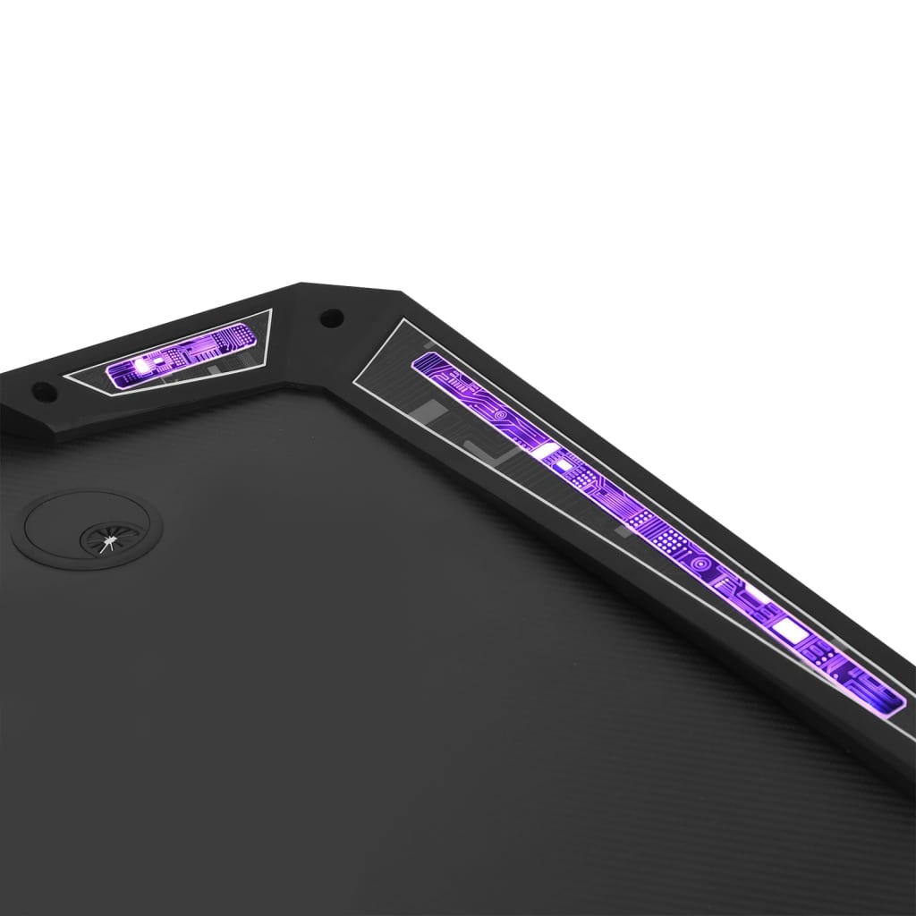 vidaXL Secretária de gaming c/ luzes LED forma de Y 90x60x75 cm preto