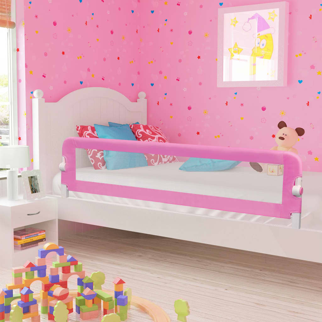 vidaXL Barra de segurança p/ cama infantil 180x42cm poliéster rosa