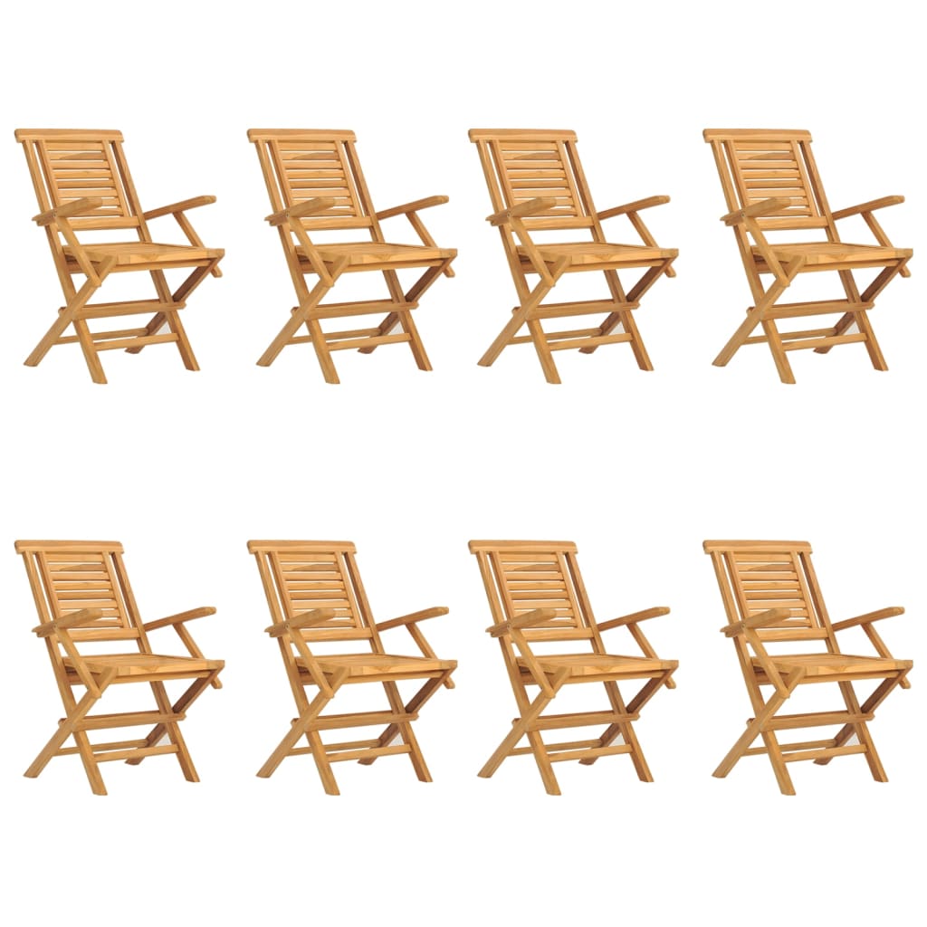 vidaXL Cadeiras de jardim dobráveis 8 pcs 56x63x90 cm teca maciça