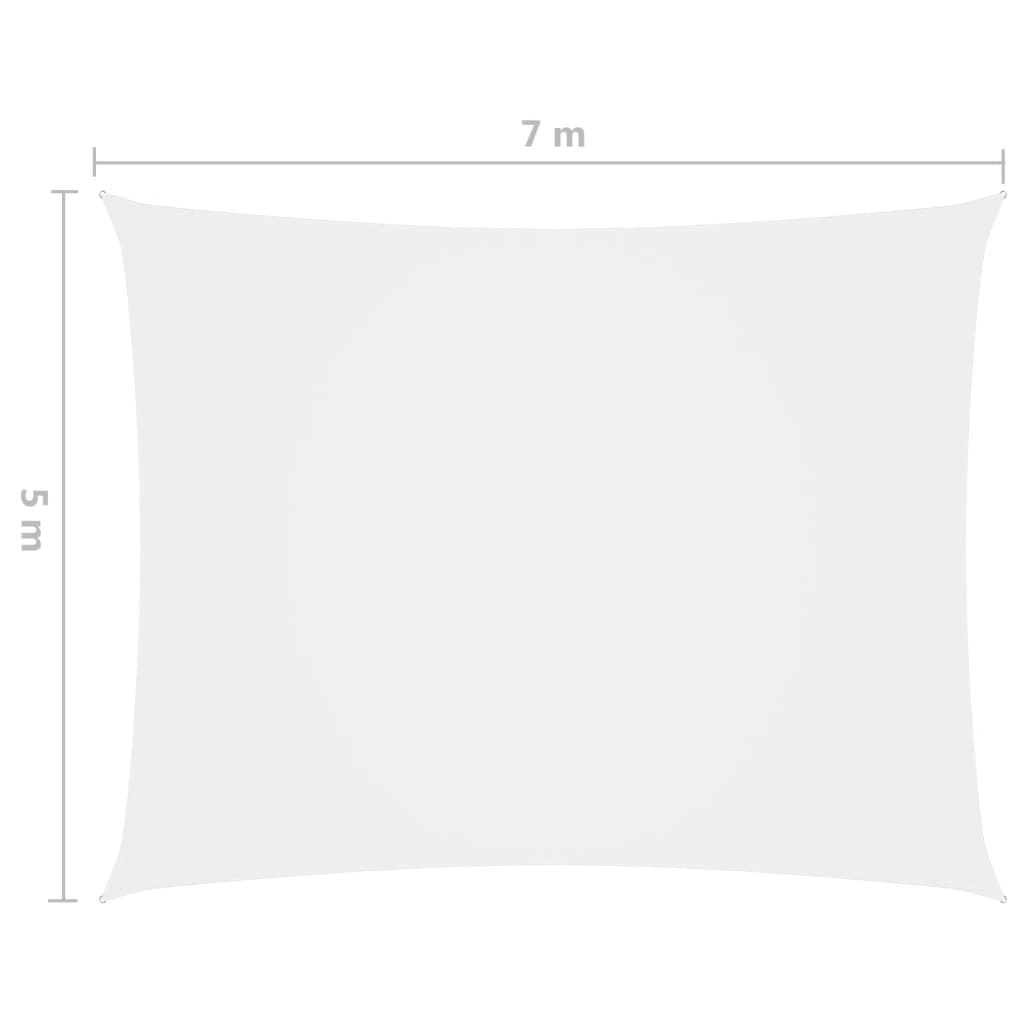 vidaXL Para-sol estilo vela tecido oxford retangular 5x7 m branco