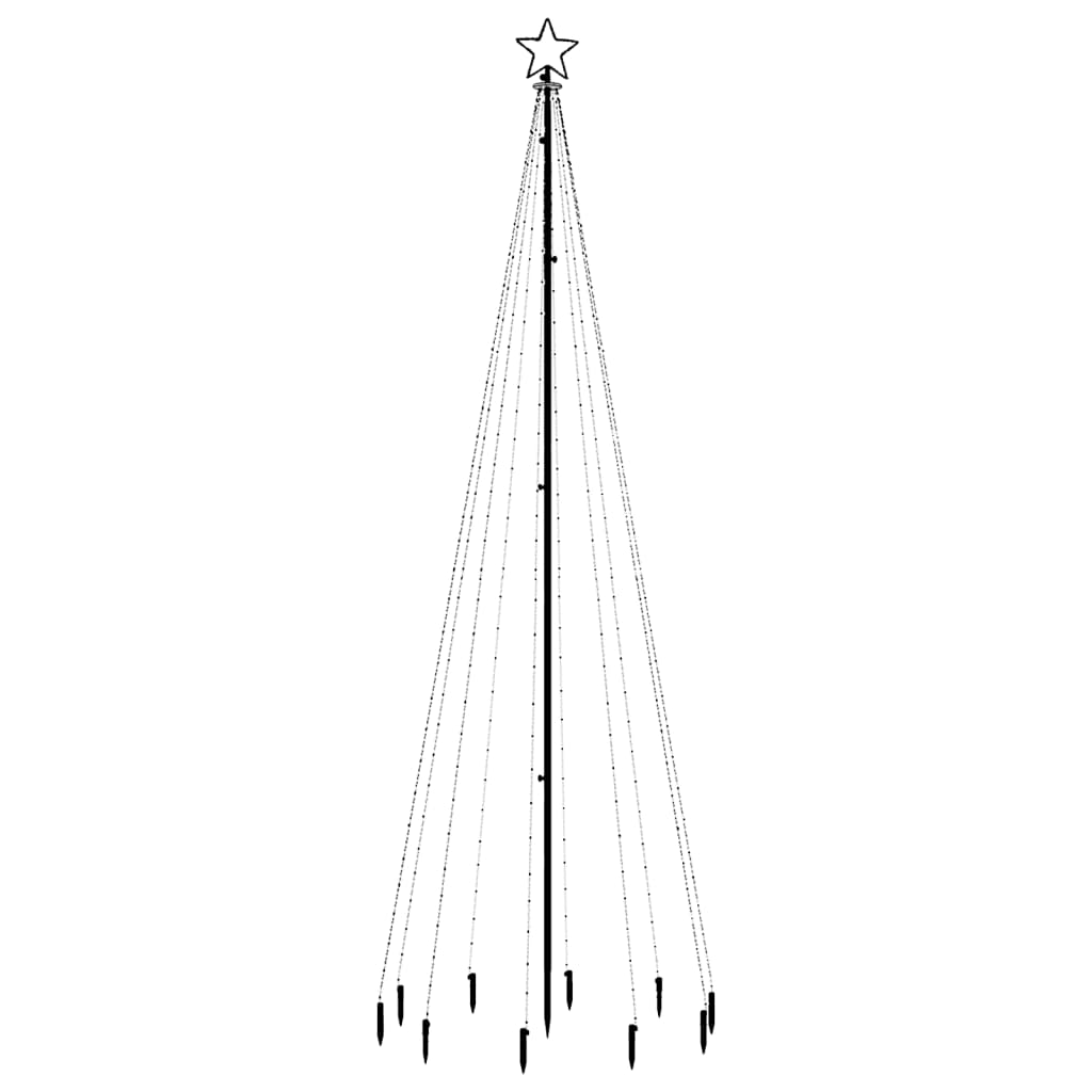 vidaXL Árvore de Natal com espigão 310 luzes LED 300 cm branco quente