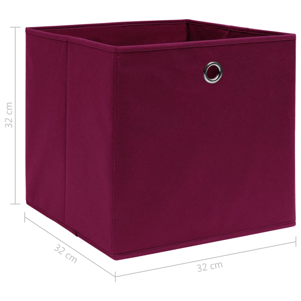 vidaXL Caixas de arrumação 10 pcs 32x32x32 cm tecido vermelho escuro
