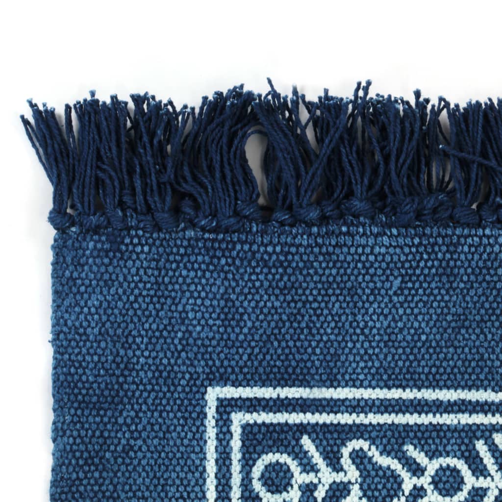 vidaXL Tapete Kilim em algodão 160x230 cm com padrão azul