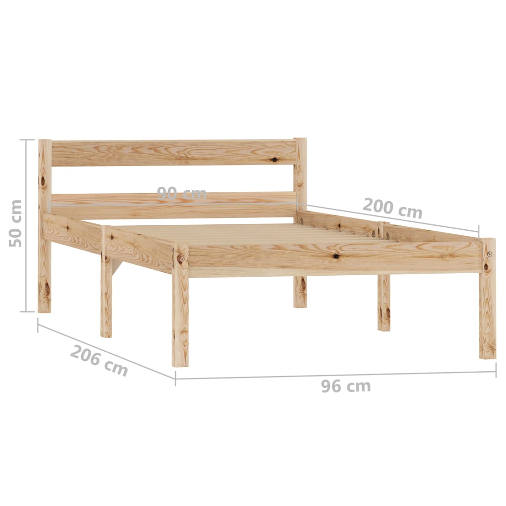 vidaXL Estrutura de cama 90x200 cm madeira pinho maciço
