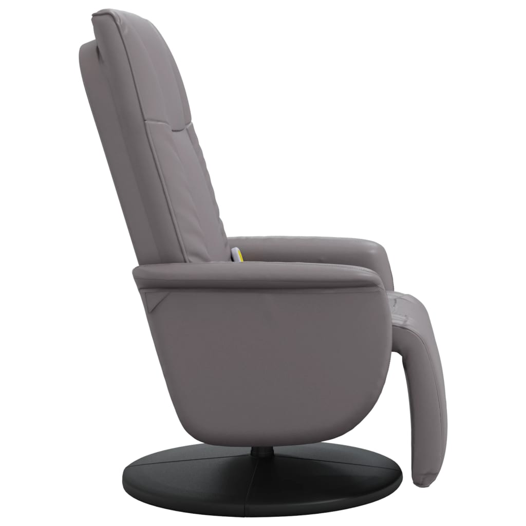 vidaXL Cadeira massagens reclinável c/apoio pés couro artificial cinza