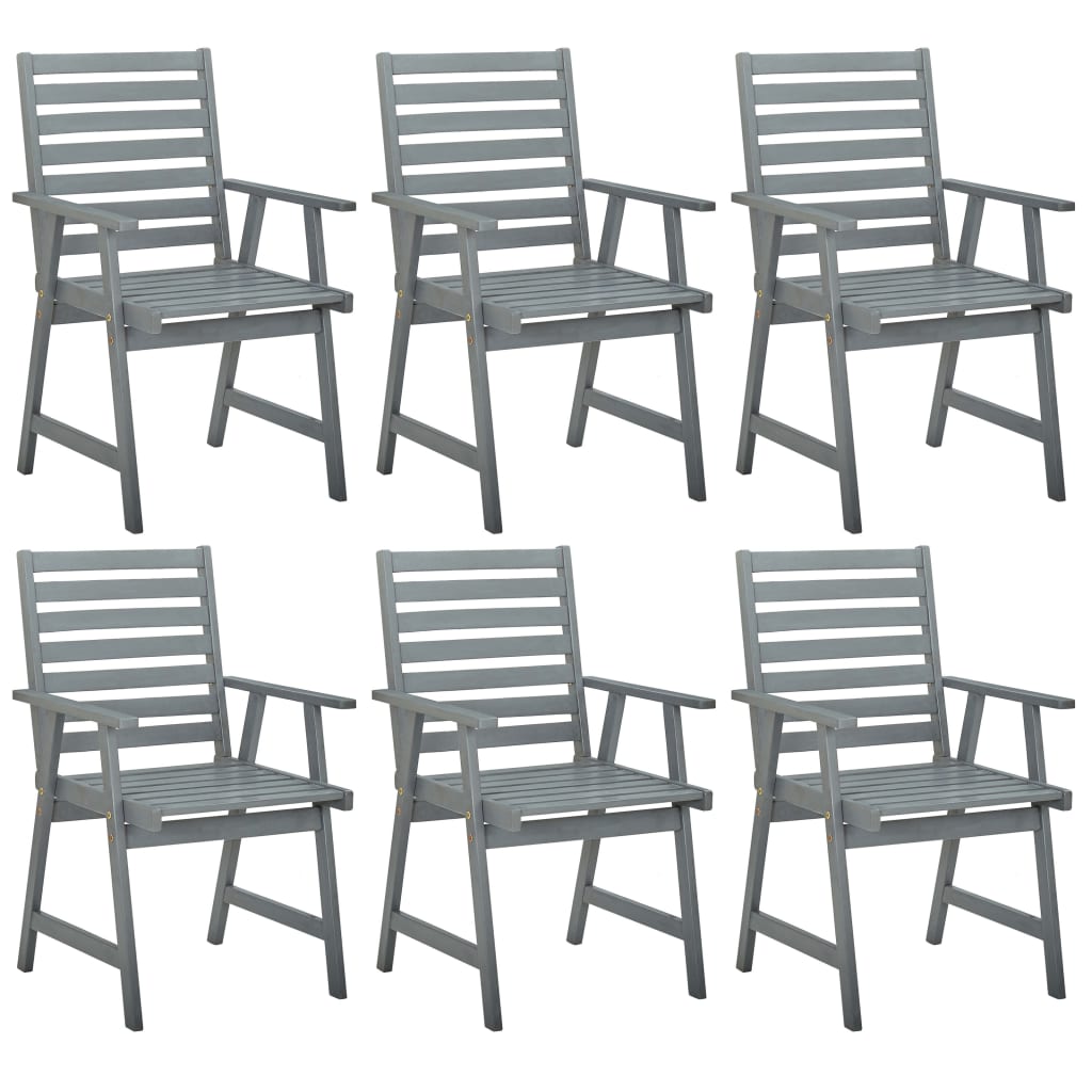 vidaXL Cadeiras de jantar de exterior 6 pcs acácia maciça cinzento
