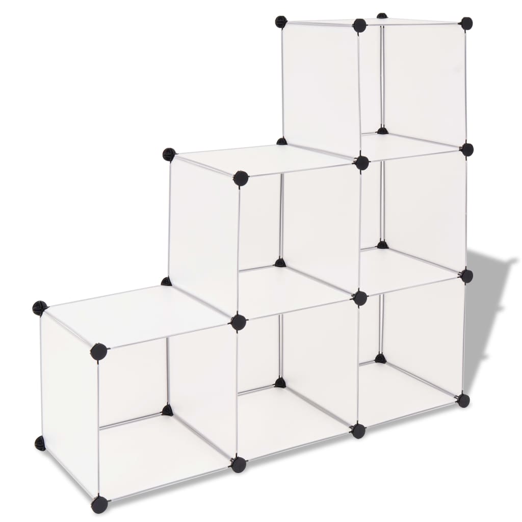 vidaXL Cubos de arrumação com 6 compartimentos branco