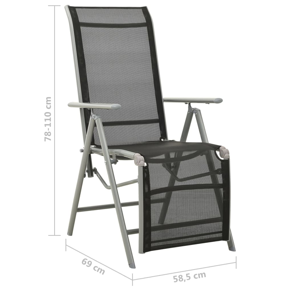 vidaXL Cadeiras jardim reclináveis 2 pcs textilene e alumínio prateado