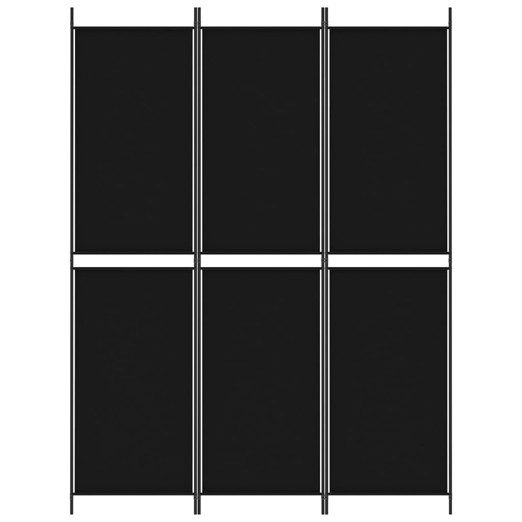 vidaXL Biombo/divisória com 3 painéis 150x200 cm tecido preto