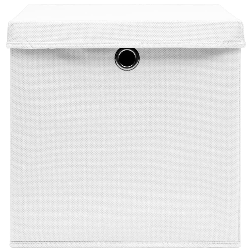 vidaXL Caixas de arrumação com tampas 10 pcs 28x28x28 cm branco