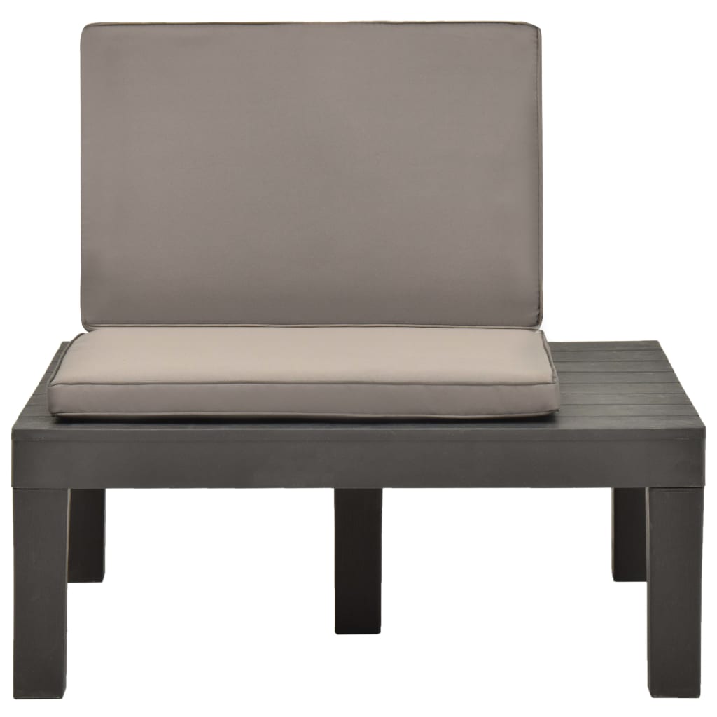 vidaXL Cadeira lounge de jardim com almofadão plástico antracite