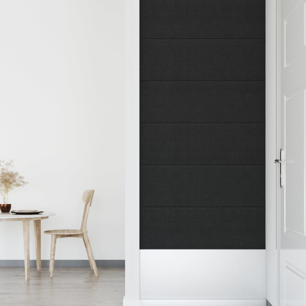vidaXL Painel de parede 12 pcs 90x30 cm tecido 3,24 m² preto