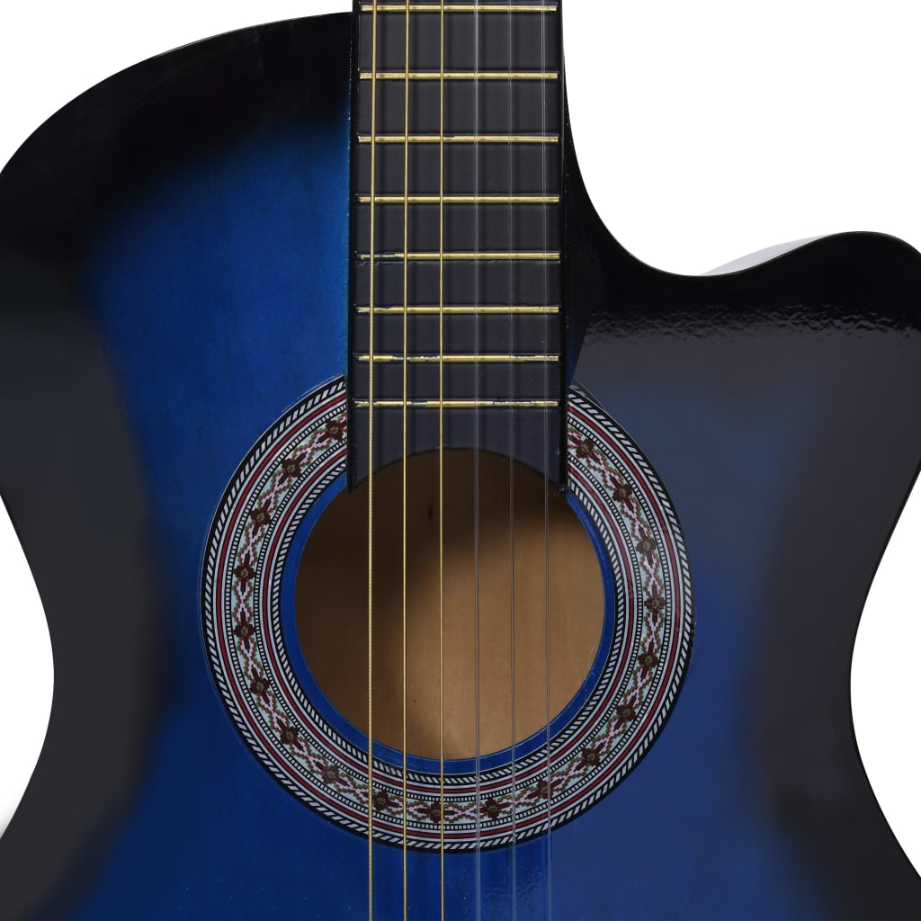 vidaXL Guitarra clássica cutaway com 6 cordas 38" azul sombreado