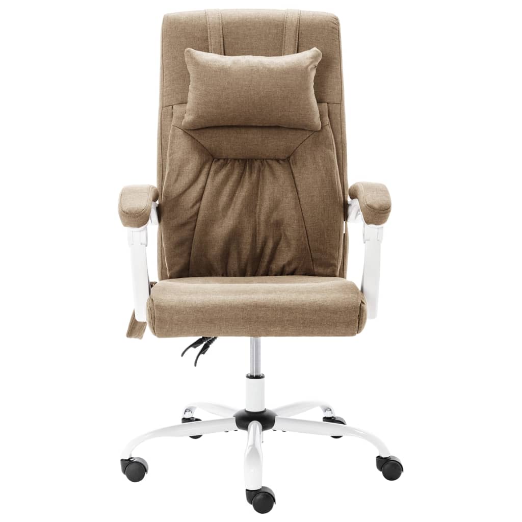 vidaXL Cadeira escritório c/ função massagem tecido cinza-acastanhado