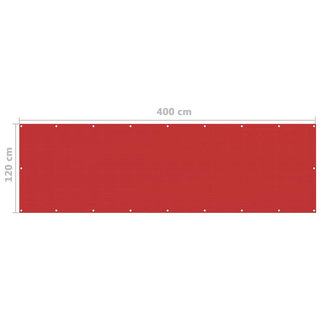 vidaXL Tela de varanda 120x400 cm PEAD vermelho