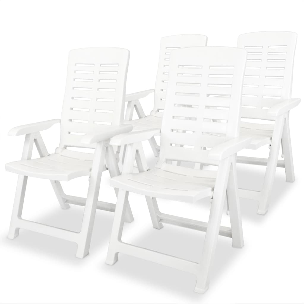 vidaXL Cadeiras de jardim reclináveis 4 pcs plástico branco