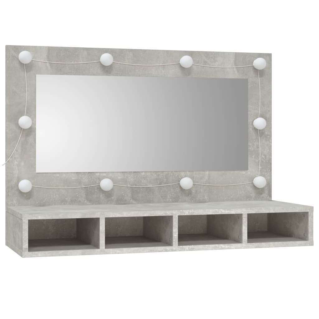 vidaXL Armário espelhado com LED 90x31,5x62 cm cinzento cimento