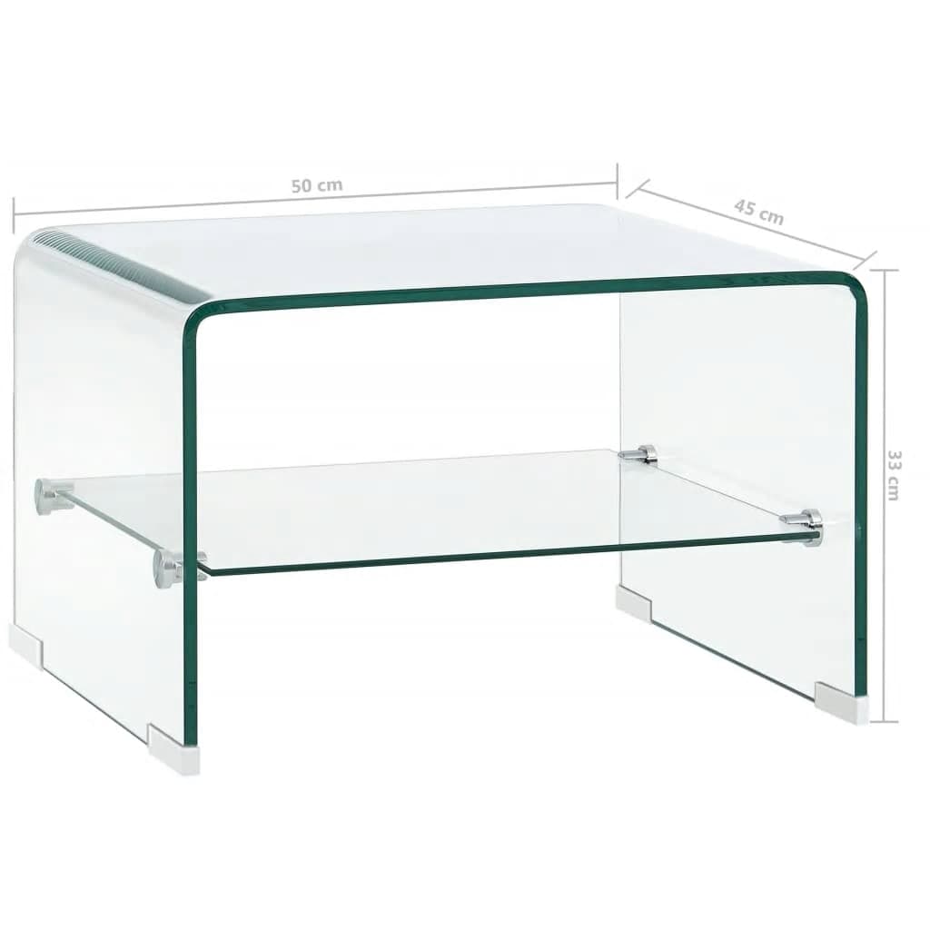vidaXL Mesa de centro 50x45x33 cm vidro temperado transparente