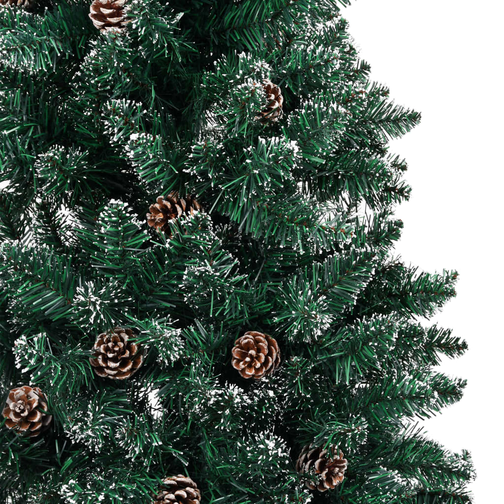 vidaXL Árvore de Natal fina madeira genuína e neve branca 150 cm verde
