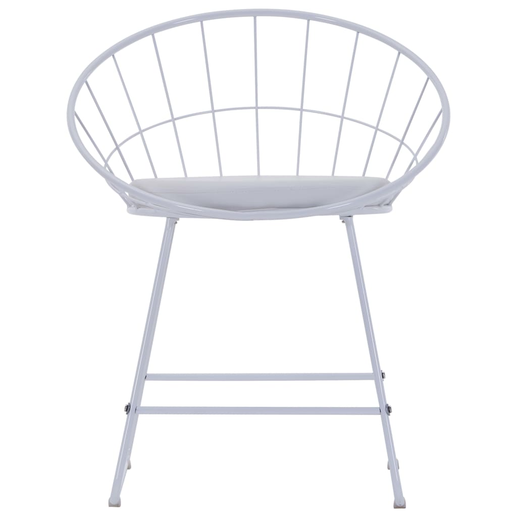 vidaXL Cadeiras jantar c/ assentos couro artificial 6 pcs aço branco