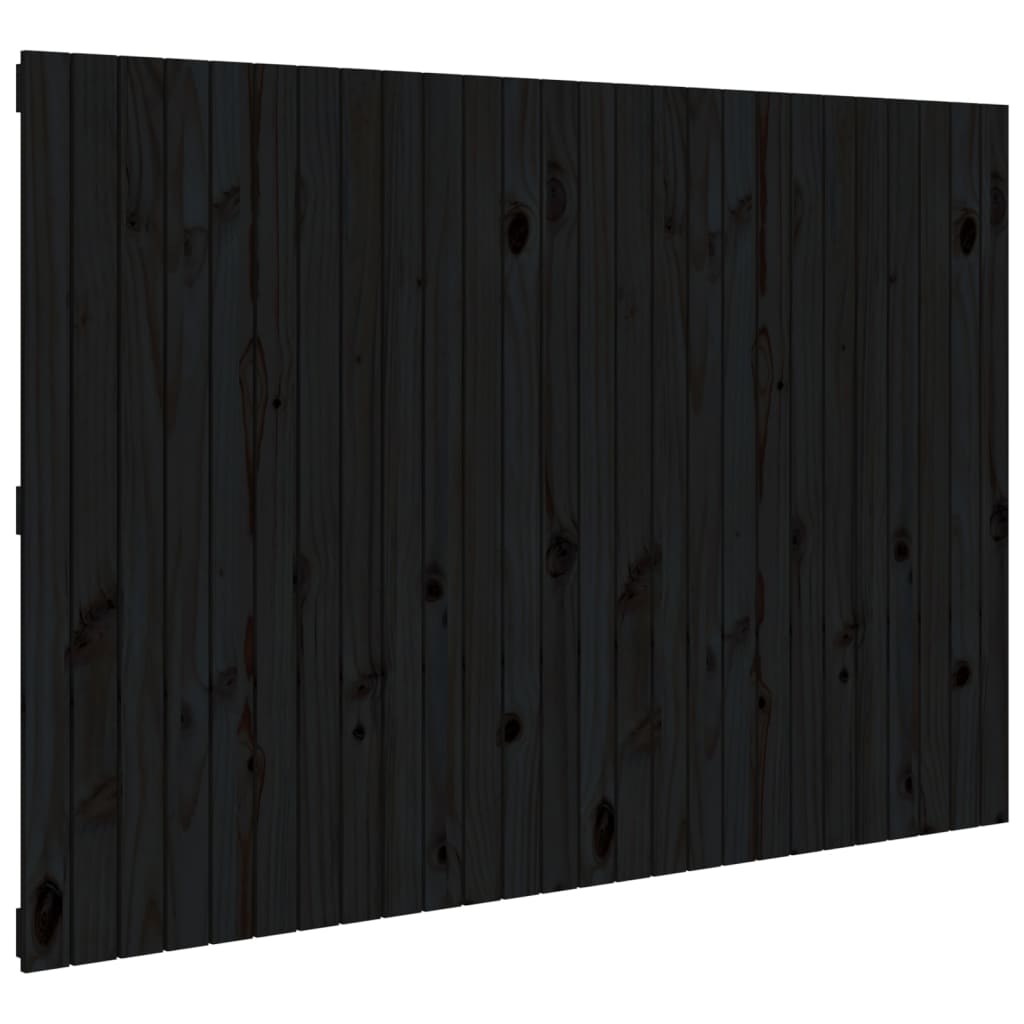 vidaXL Cabeceira de parede 166x3x110 cm madeira de pinho maciça preto