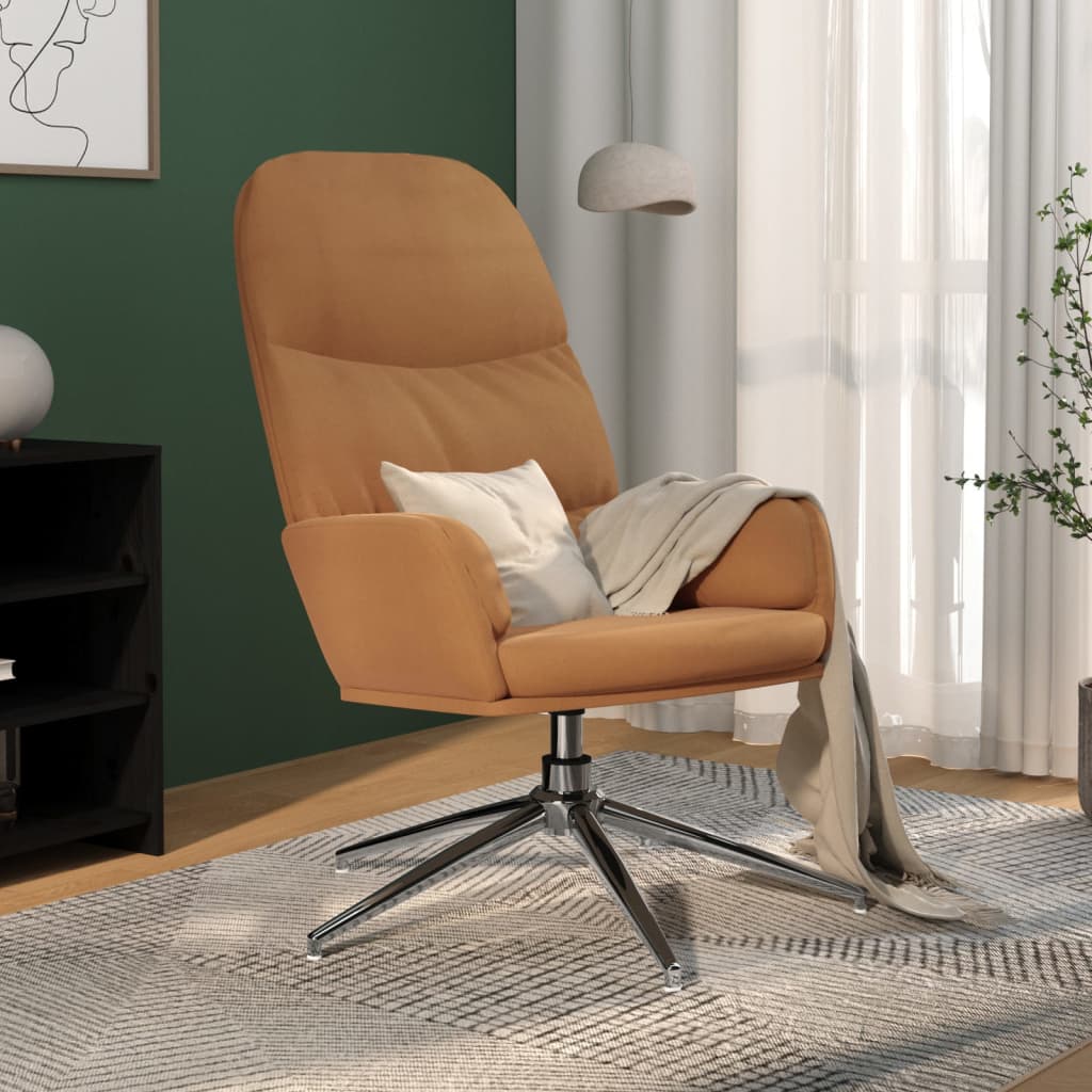 vidaXL Cadeira de descanso camurça artificial cinza-acastanhado
