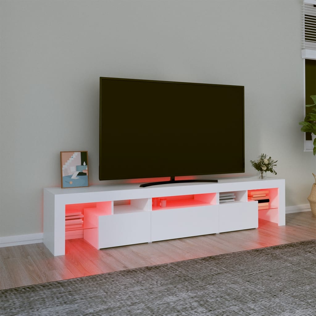 vidaXL Móvel de TV com luzes LED 200x36,5x40 cm branco