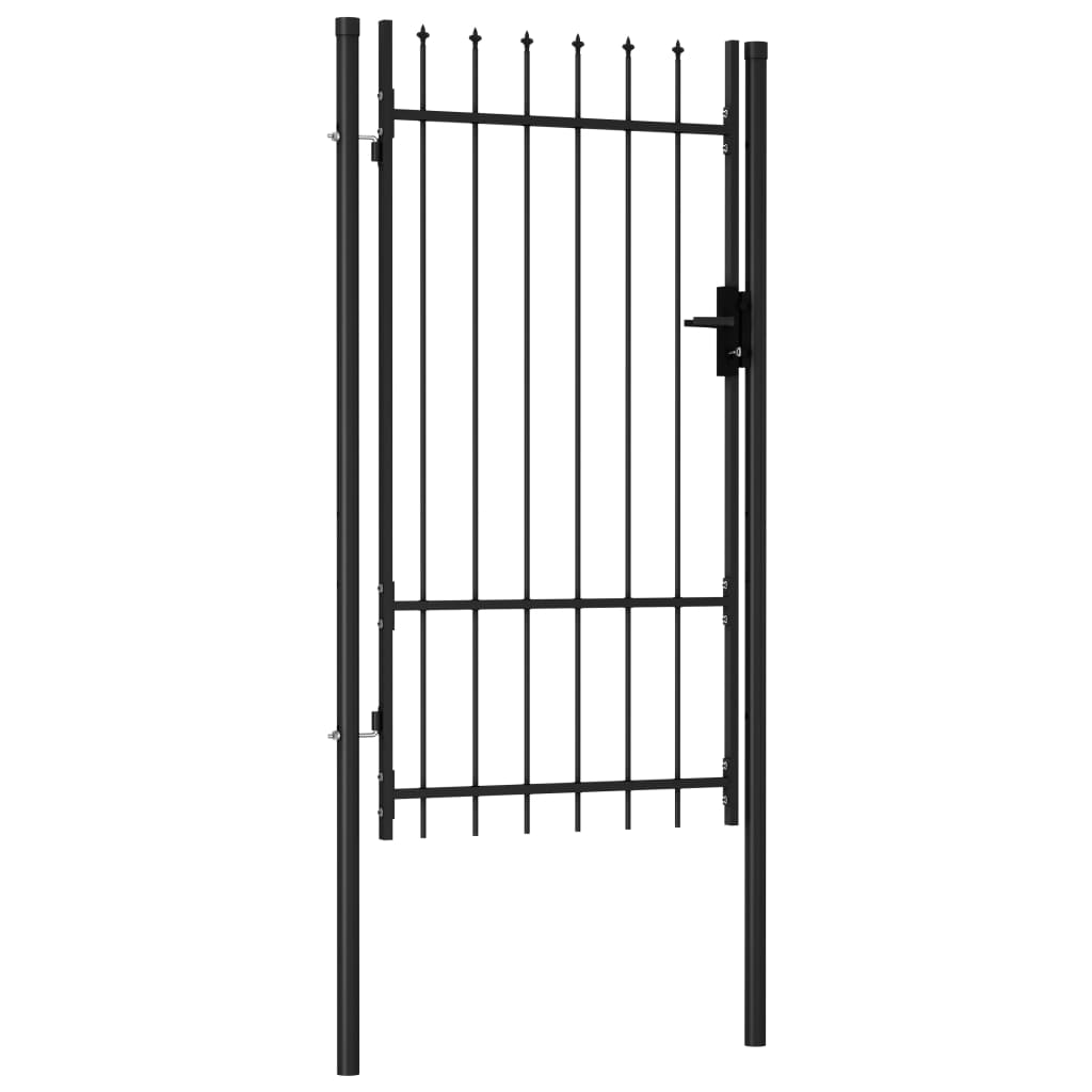 vidaXL Portão de vedação individual topo em espeto aço 1x1,75m preto