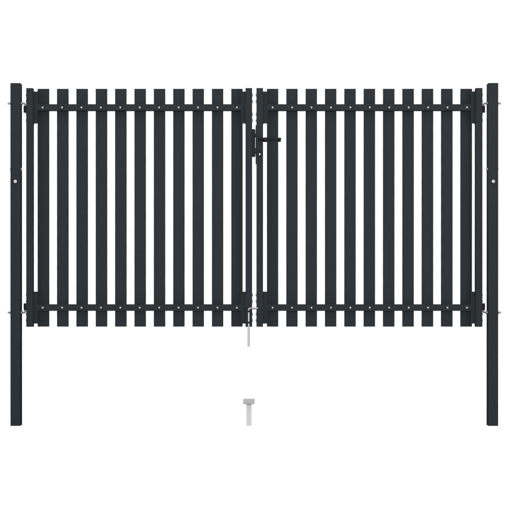 vidaXL Portão de cerca com porta dupla 306x200 cm aço antracite