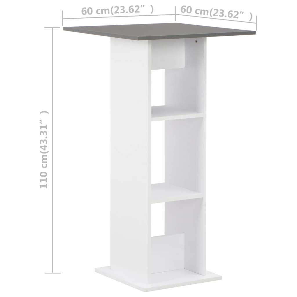 vidaXL Mesa de bar 60x60x110 cm branco e antracite
