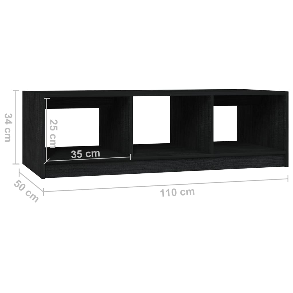 vidaXL Mesa de centro 110x50x34 cm madeira de pinho maciça preto
