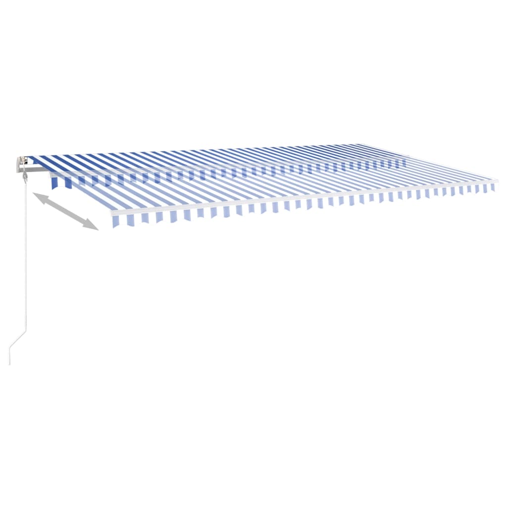vidaXL Toldo retrátil manual com LED 6x3,5 m azul e branco