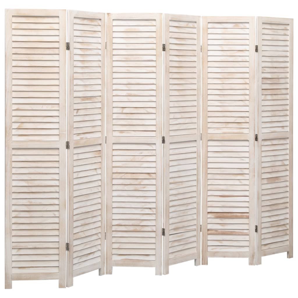 vidaXL Biombo com 6 painéis 210x165 cm madeira branco